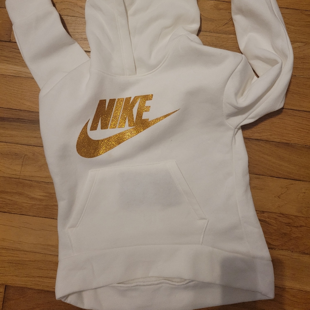 Nike white and gold hoodie (tags detached)